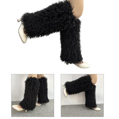 Boot Cover Women Winter Harajuku Furry Leg Warmer Thick Long Socks Streetwear