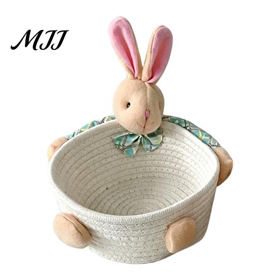 Weicher Stoff-Aufbewahrungsbehälter Schreibtischkorb, Cartoon Plüschbär und Kaninchen Seil Mini für Lippenstiftform, Gewebter Organizer Kleinteile Schmuck