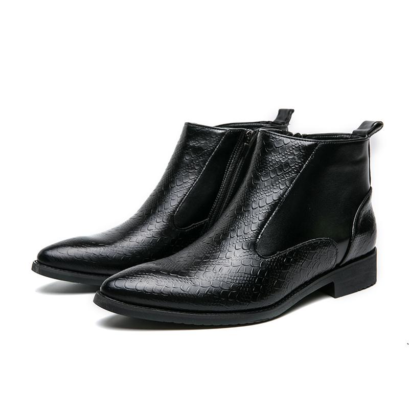 Trend Chelsea Boots Men High Quality Ankle Boots For Men Social Formal Brogue Shoes Men s Dress Shoes Britain Ankle Boots Male 38 чёрный