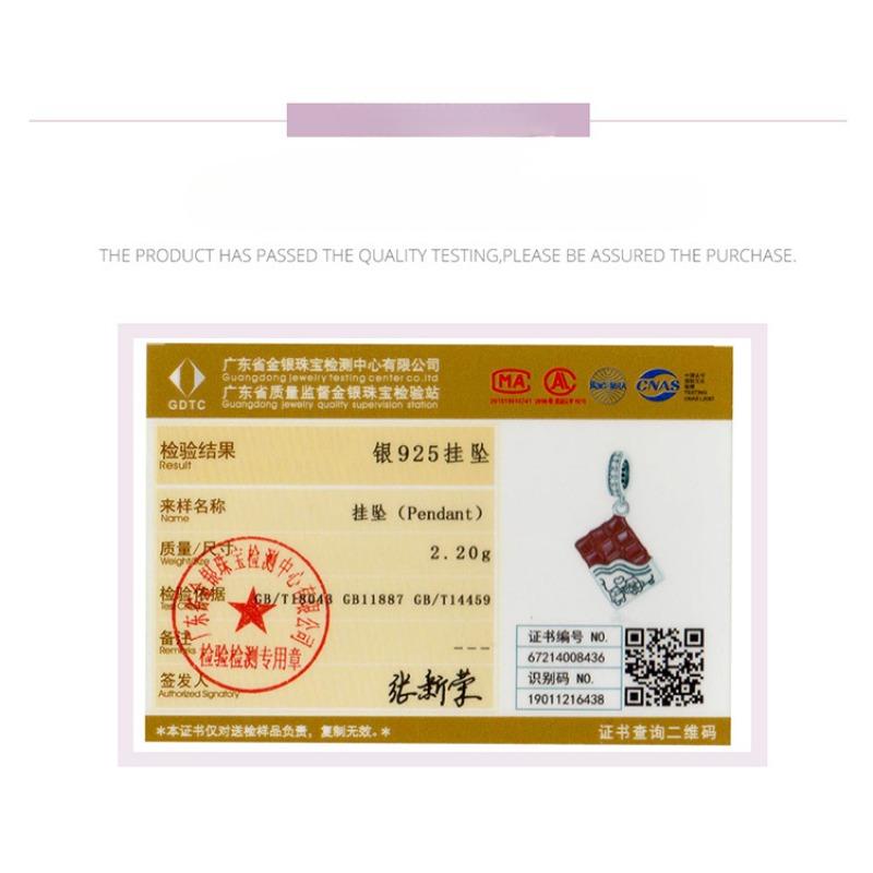 Kärlek Choklad DIY Armband Hänge, Alla hjärtans dag Present Droppande Olja S925 Silverpärlor Scc1782