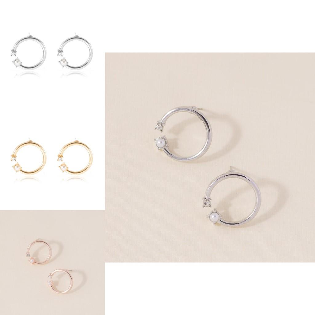 Fashionable Alloy Geometric Pearl Stud Earrings For Women Trendy Designs