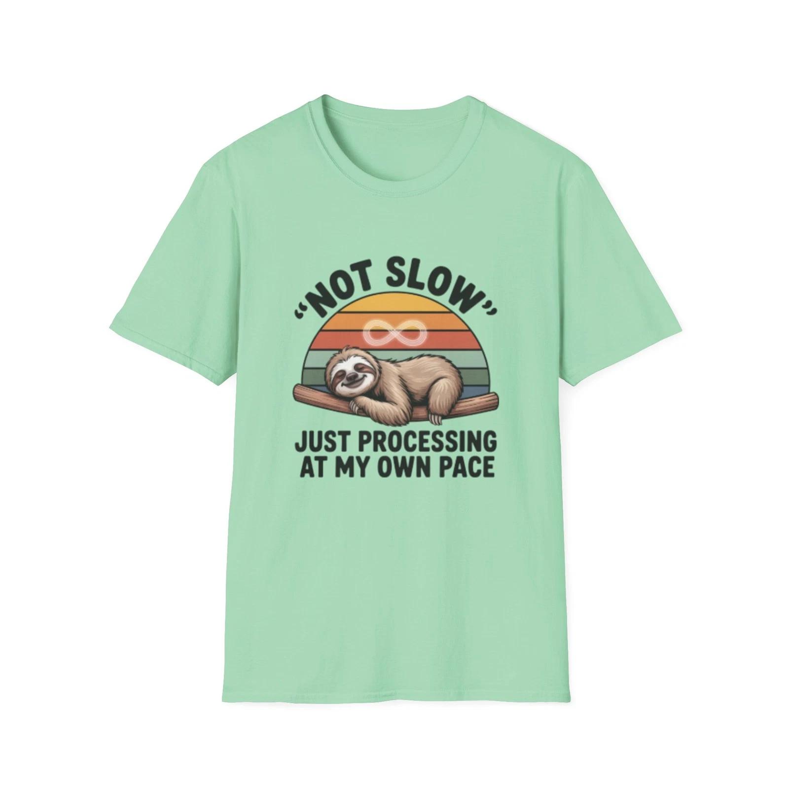 -Not Slow Sloth T-Shirt | Retro Rainbow Sloth, Funny Lazy Quote S