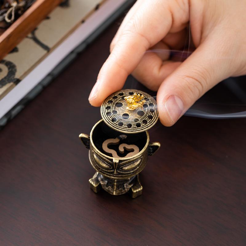 Sanxingdui Alloy Incense Burner: Goose Pear Tent Design for Tea Ceremony & Indoor Zen Decor
