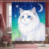 Artistic Black Cat Shower Curtain 1pc – Painted Style with Vibrant Colors, Cute Pet-Themed Bath Curtain for Home and Cat Lovers