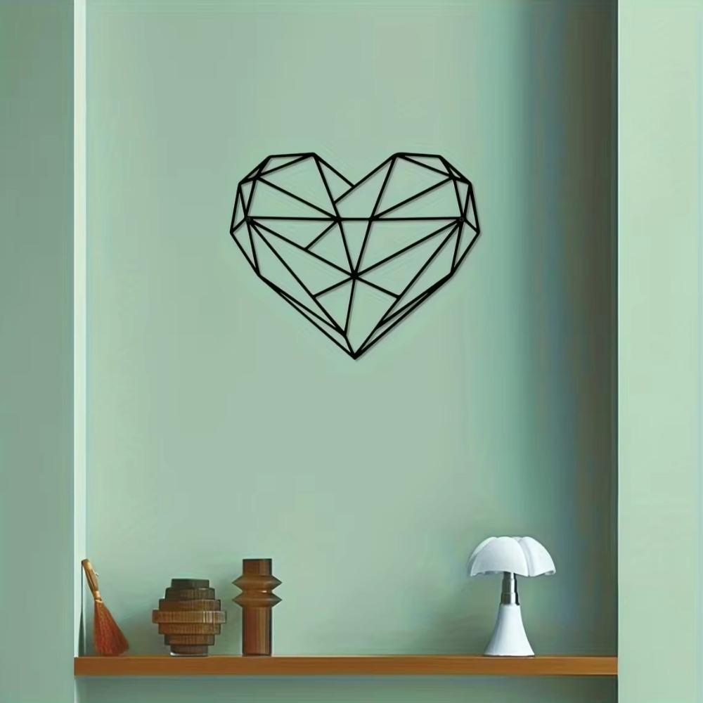Premium Modern Heart Metal Wall Art Minimalist Line Design for Bedroom Kitchen Bathroom, Sleek Wall Sculpture Timeless Elegance, Home Accent TY4503