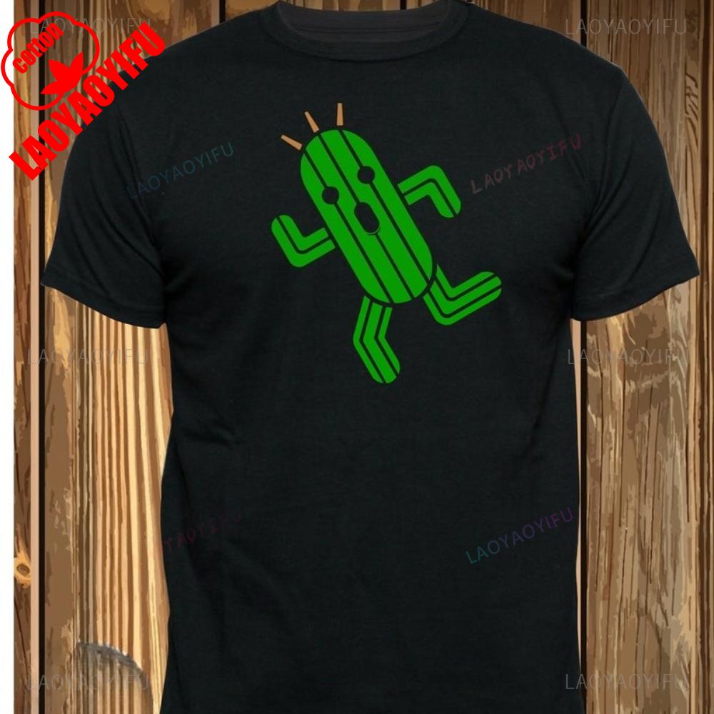 Final Fantasy Inspired Cactuar Cactus Black Printed TShirt Funny and Interesting Cactu Tops Tee Shirt Unisex Cotton Shortsleev