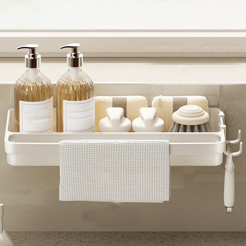 Compact Sink Drain Tray Kitchen Faucet Countertop Storage Rack Sponge Rack Bathroom Soap Dish Brush Storage Rack