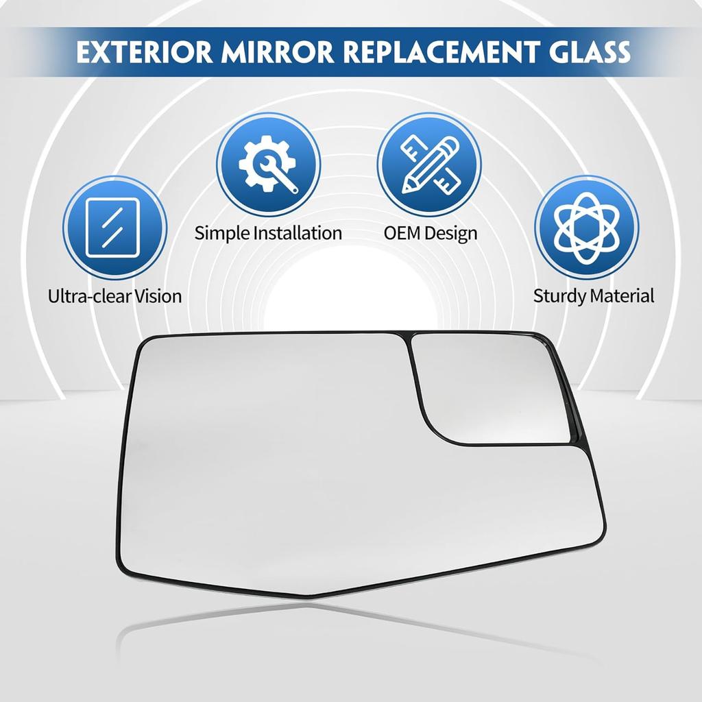 Passenger Right Side Door Heated Mirror Glass With Rear Holder Convex Blind Spot Glass For Chevy Silverado 1500 And GMC Sierra 1500 -2024 Replace#