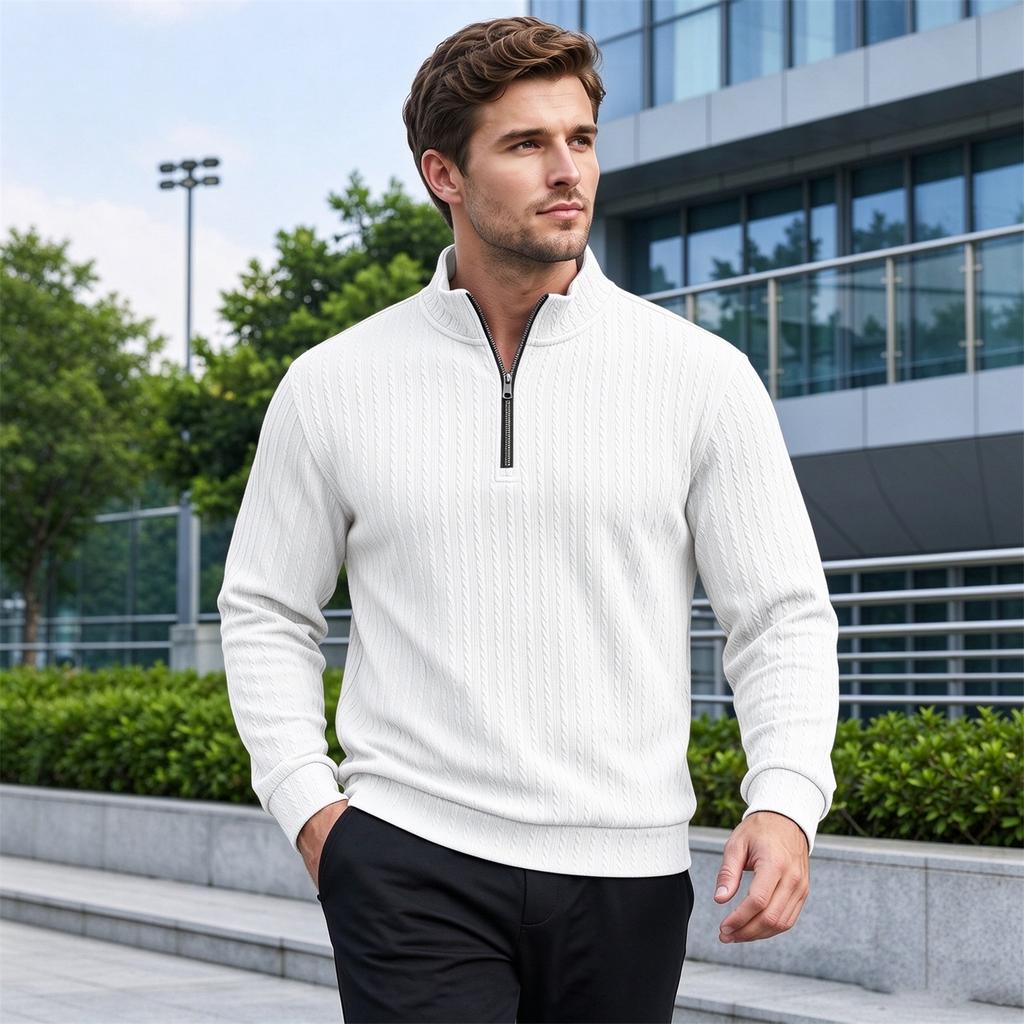 Long Sleeve Half Zip Stand Collar Top Casual Pullover for Fall Winter Everyday Wear