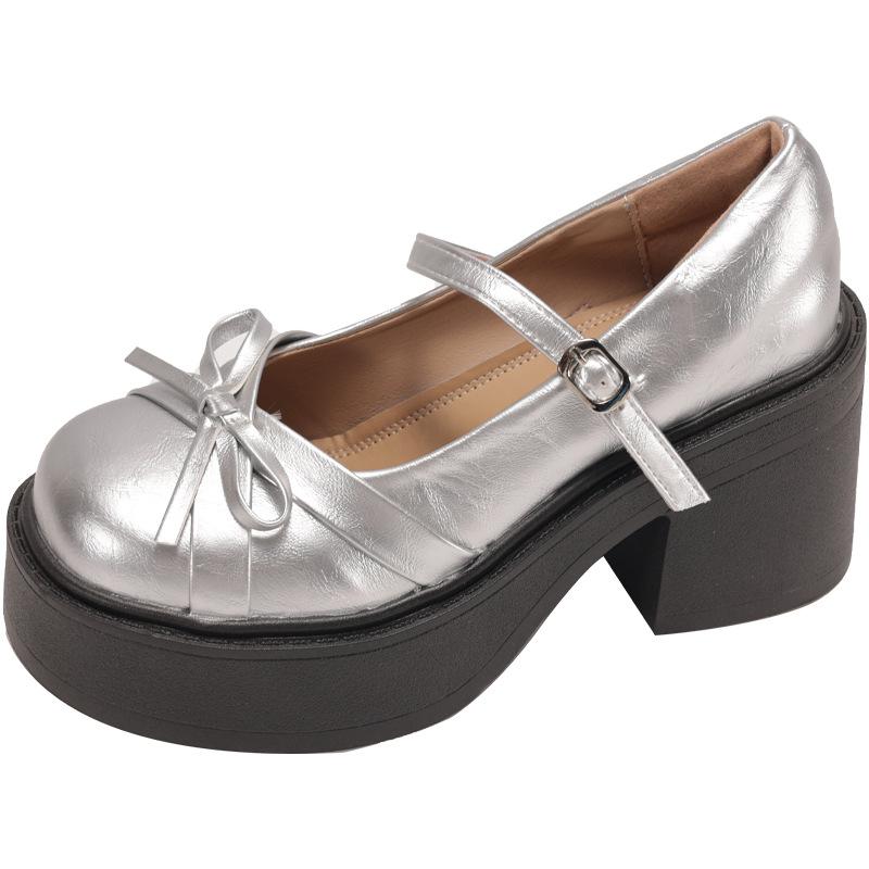 Fairy style French retro bow Mary Jane shoes female 2025 spring new small fragrant style gentle temperament high heels