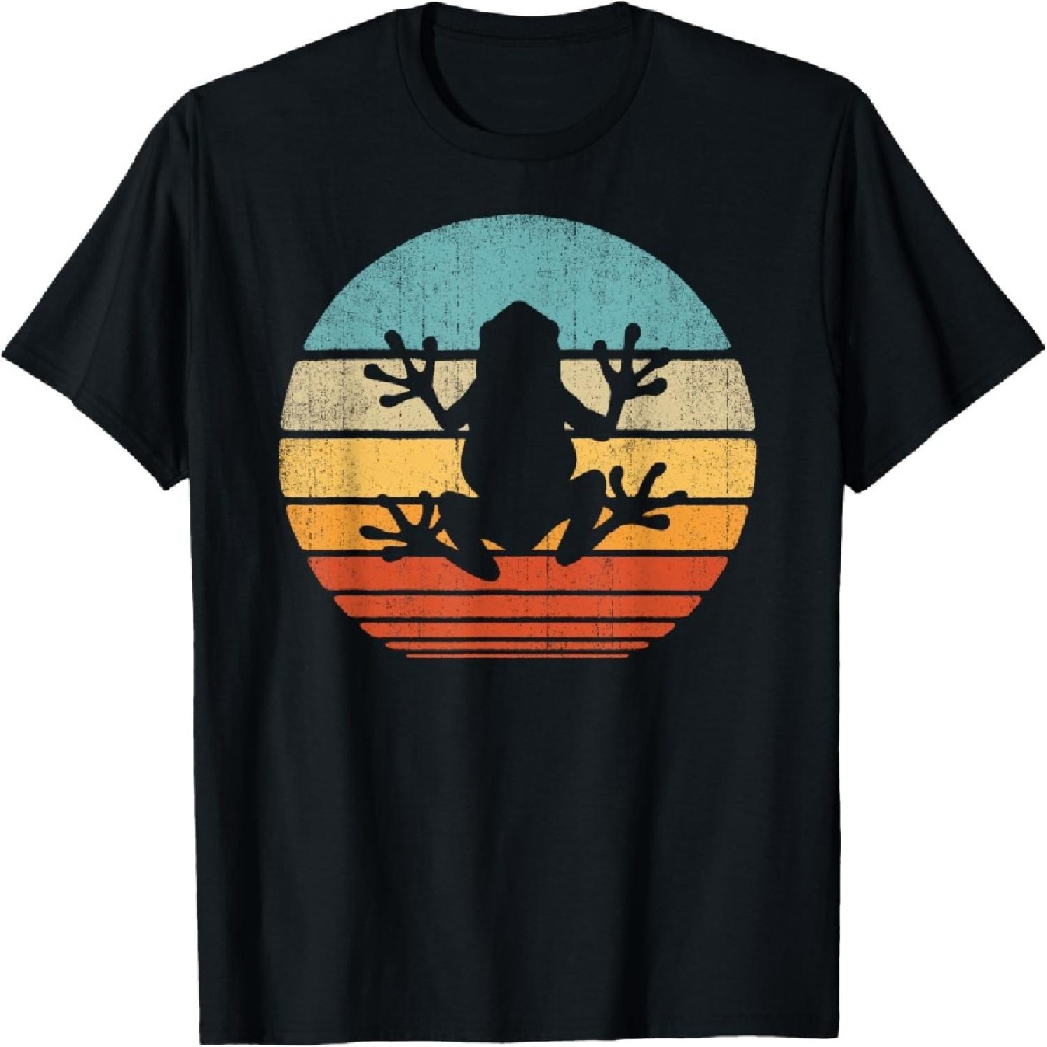 Frog Retro Vintage 60s 70s Sunset Amphibian Animal Men Women T-Shirt S