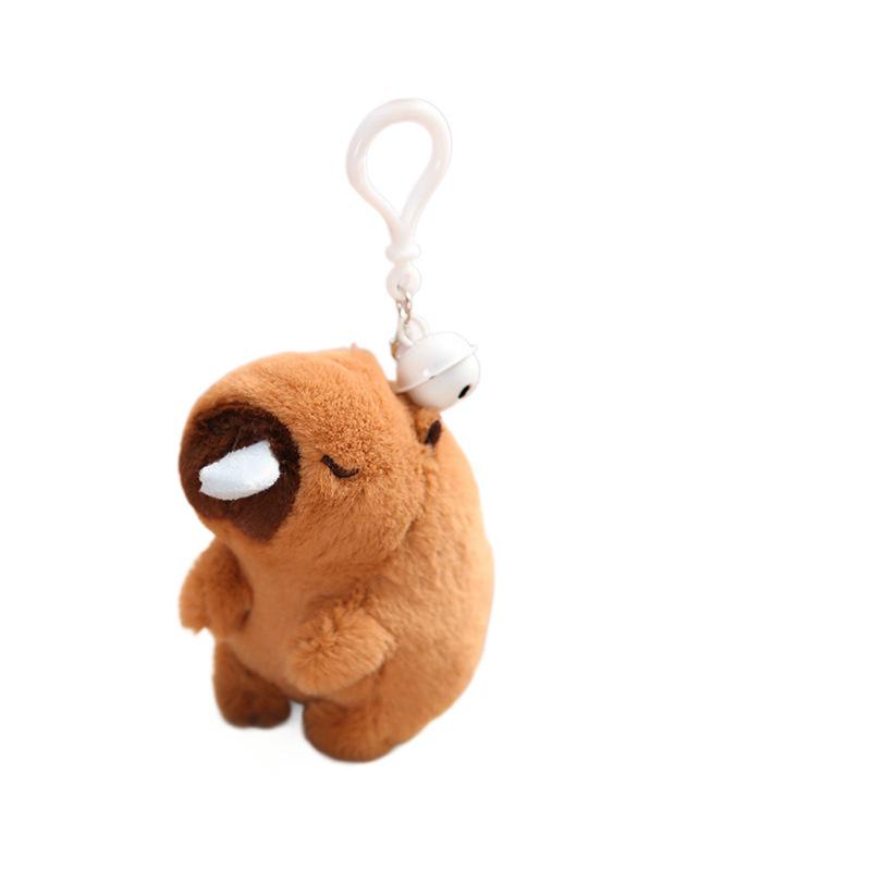 Capybara Blowing Bubbles: Plush Toy Keychain with Wagging Tail