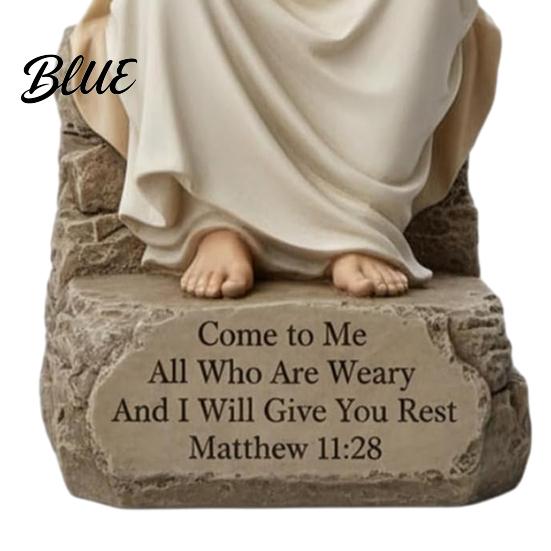Chrześcijańska Rzeźba Wiary Jezus z Otwartymi Ramionami Błogosławieństwo Statua z Podstawką Werset Biblijny Żywica Nowoczesna Figurka Religijna Inspirująca na Biurko Kominek