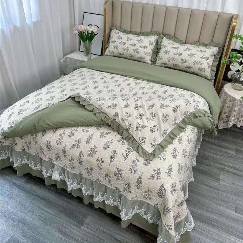 Class A Maternal Infant Grade Bed Cover 4-Pcs Set Of Thickened Padded Sheets 3-Pcs Set Of Small Bamboo Cotton Jacquard Quilt Cover Autumn  Winter