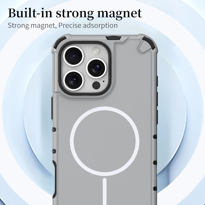 Anti-slip Bumper Armor Magnetic Magsafe Cover For iPhone 16 15 14 13 12 11 17 Pro Max 14 15 Plus Military Shockproof Phone Case