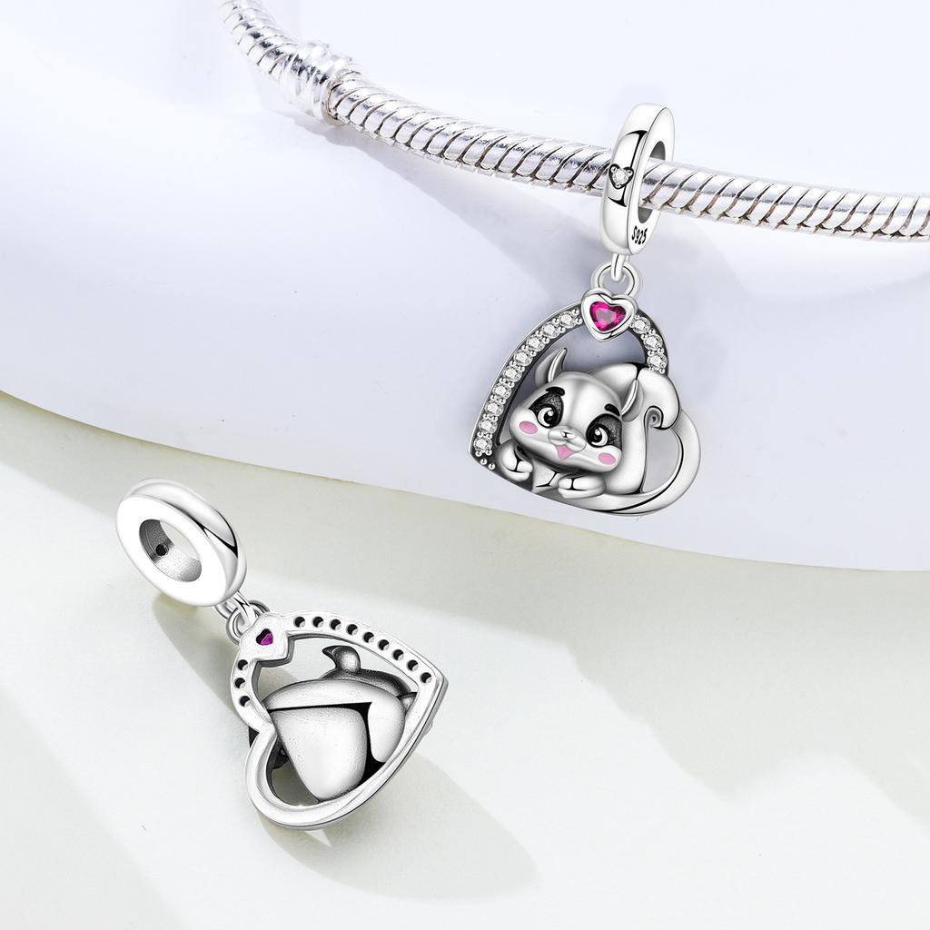 Copper Elephant Bamboo Panda Cute Headphones Squirrel Charms Beads Pendant For Original Bracelet Woman Girl Jewelry