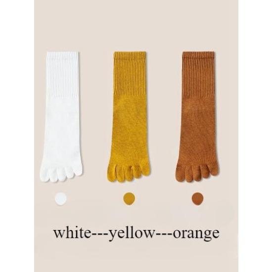3 Pairs Five Finger Socks Women Autumn Spring Middle Tube Sports Socks with Separate Fingers High Quality Cotton Toe Socks