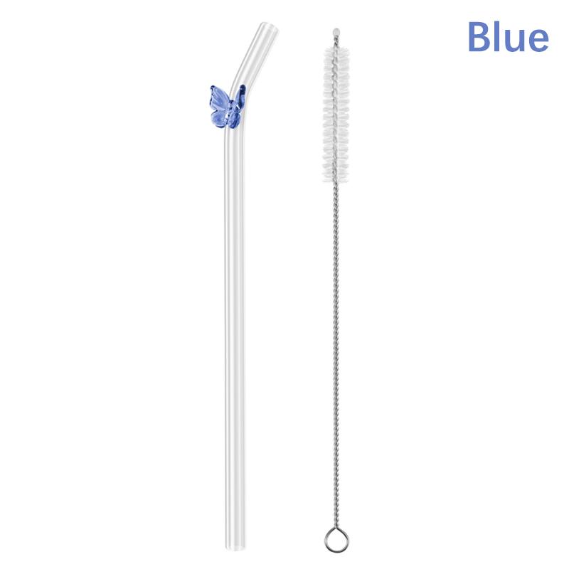 Butterfly Glass Straws Set Reusable Bar Tools for Smoothies Cocktails Tea Coffee Juicy Drinking Eco Friendly Drinkware
