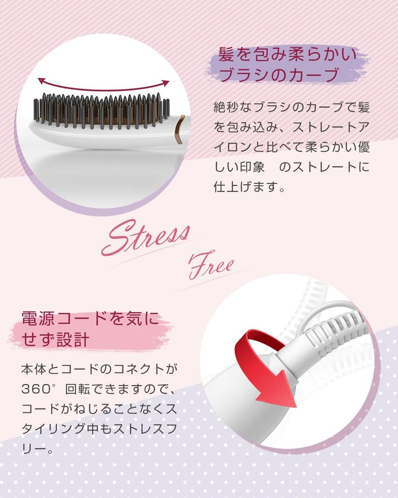 RUNCTY Heated Brush Hair Iron, Brush-Type Hair Straightener, 50 Million Negative Ions, 30-Second Rapid Heating, 5 Temperature Settings (120-220℃), Shi