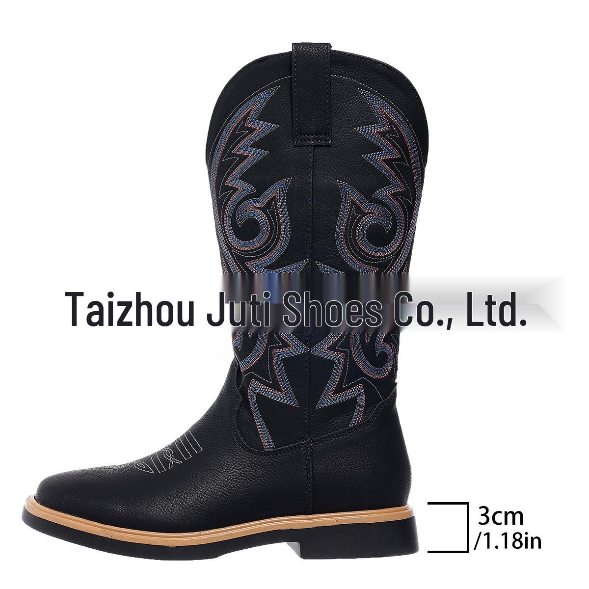 Juti 2024 Women s Plus Size Leather Mid-Calf Slip-On Boots 36 чёрный