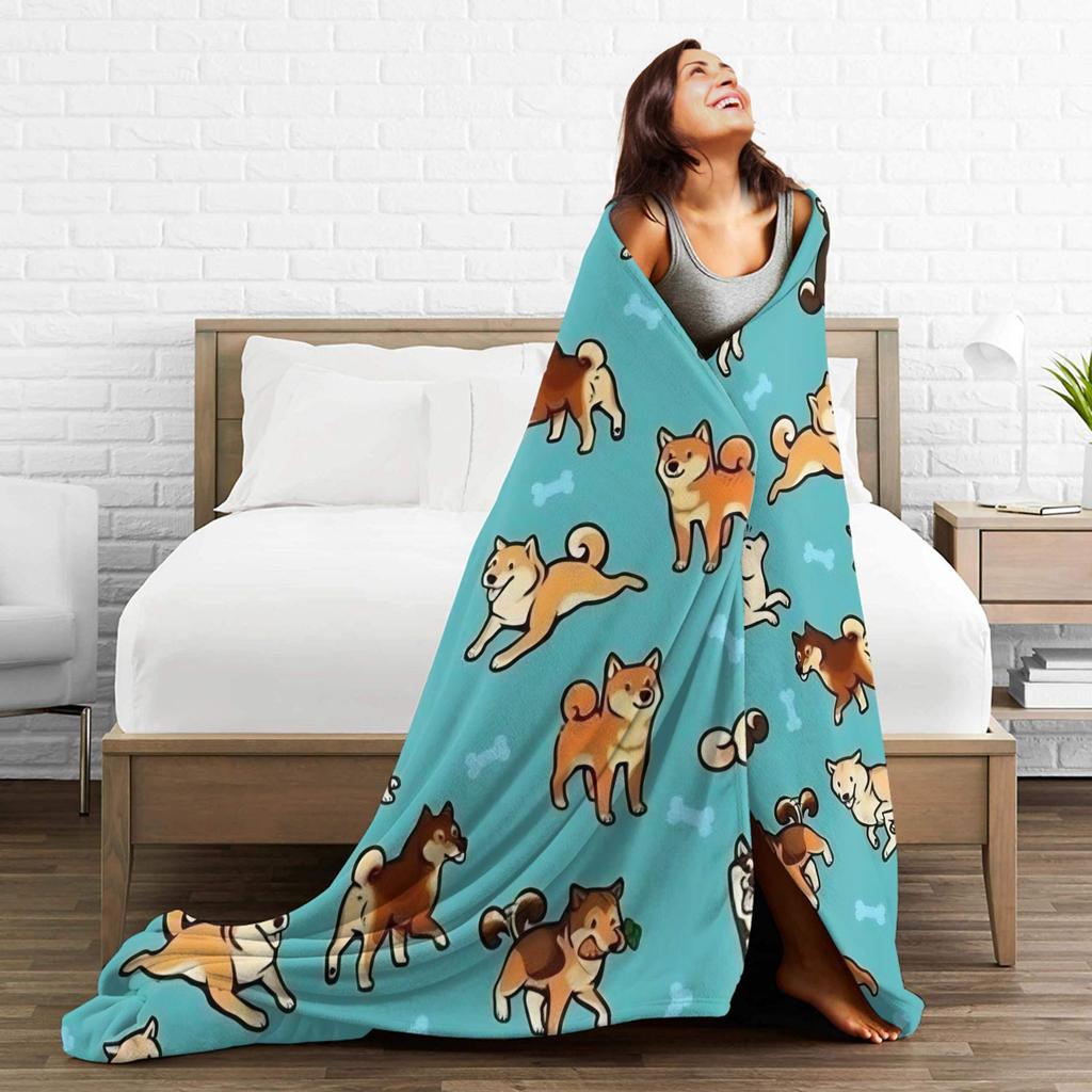 Retro Vintage Art Cute Dogs Blanket Quality Soft Warm  Throw Blanket Autumn Kids Couch Chair Sofa Bed Fashion Bedspread