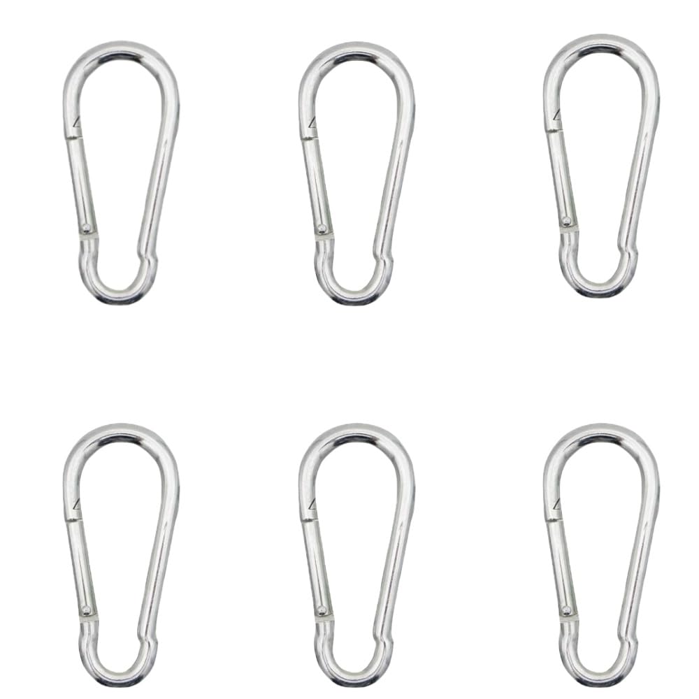 Loopunk Carabiner 304 Stainless with Spring for Outdoor Locking Carabiners 6-Piece Set, Steel, Hooks, Non-Locking, Multifunctional, Use, Camping,