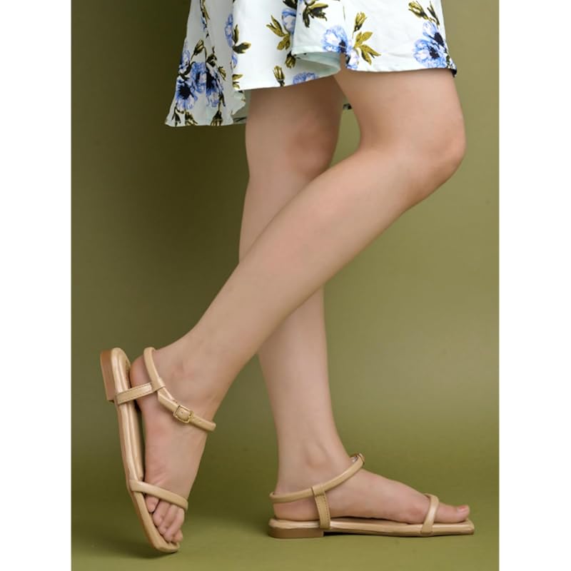 Shoetopia Women'S Snd-116 Tan Flat Sandal-7 Kids Uk (Snd-116-Tan)-Eu40
