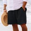 Sommer Neue einfarbige Shorts aus Baumwolle und Hanf für Herren, elastische Taille, Shorts mit weitem Bein, schlanke, lässige Hose mit geradem Bein