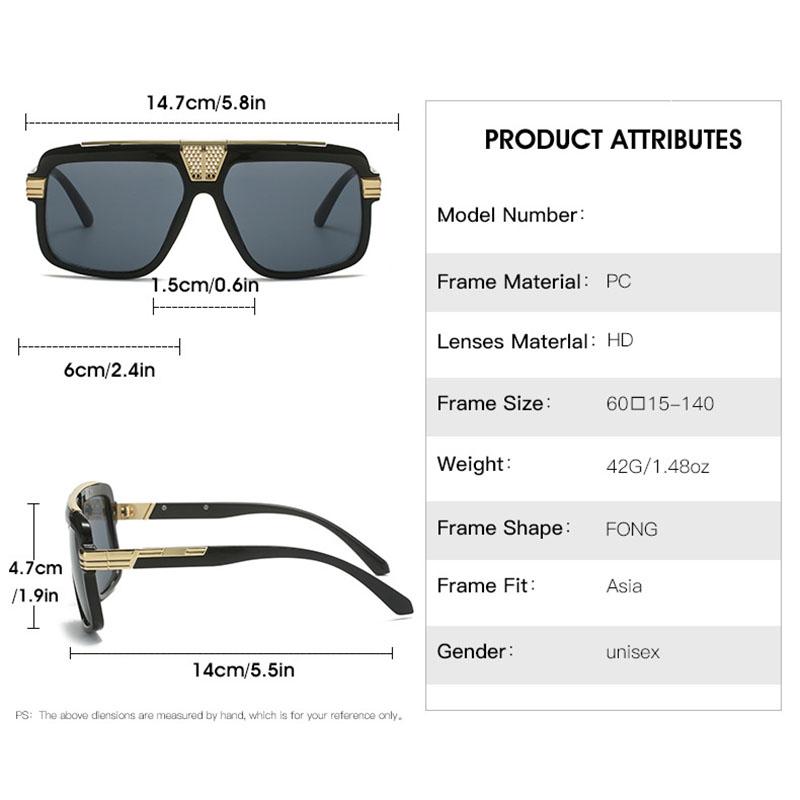 Steampunk Flat Top Square Sunglasses Women For Men  Popular Sun Glasses Vintage Luxury Brand Designer Punk Oversized Shades