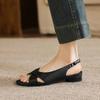 Krazing Pot Microfiber Low Heels Concise Style Buckle Straps European Design Summer Size 43 Size 42  Women Sandals