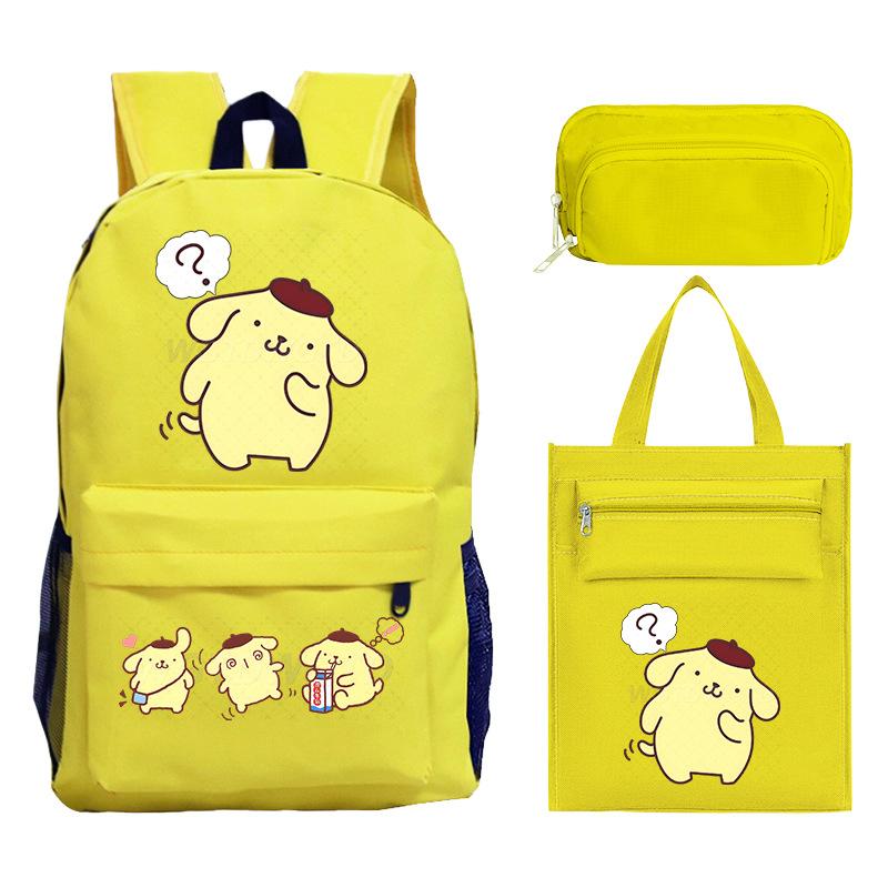 Pudding Dog Cartoon Children'S Schoolbag Three-Piece Set For Primary And Secondary School Students Versatile Backpack Tutoring Bag Pencil Case