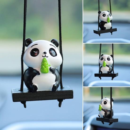 Car Panda Pendant Color Matching Swing Good Detail Colorfast Car Hanging Ornament Animal Mirror Hanging Pendant Car Interior Accessories
