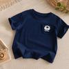 Kids Cotton Short Sleeve T Shirt with Bear Embroidery Pocket for Boys and Girls Summer