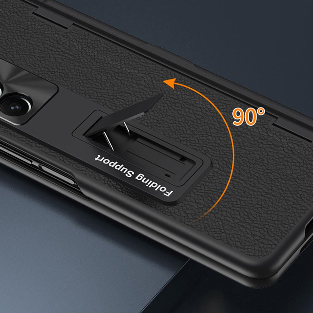 Für Samsung Galaxy Z Fold6 5G Ständerhülle Leder+PC Handyhülle mit Stift und gehärteter Glasfolie