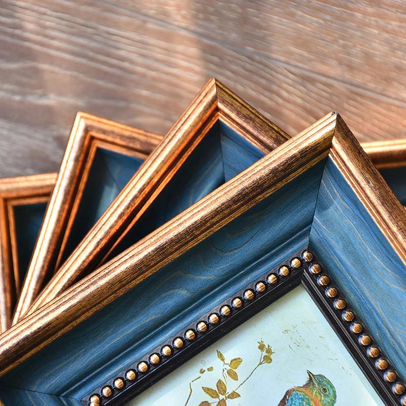 Vintage Imitation Wood Photo Frame Nightstand Desk Decoration Ornaments 6/7/10 Inch Antique Picture Frames Rustic Home Decor