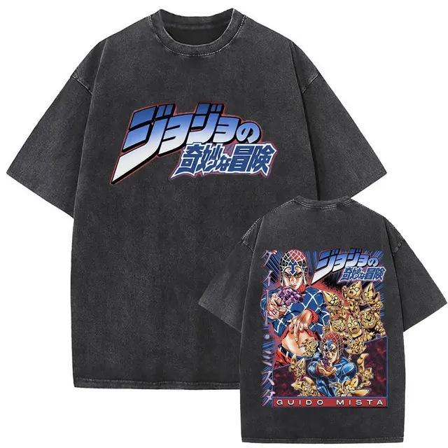 Men'S And Women'S Bizarre Adventure Graphic T-Shirt Cotton Street Wash Clothing Casual Vintage T-Shirt Anime Gu