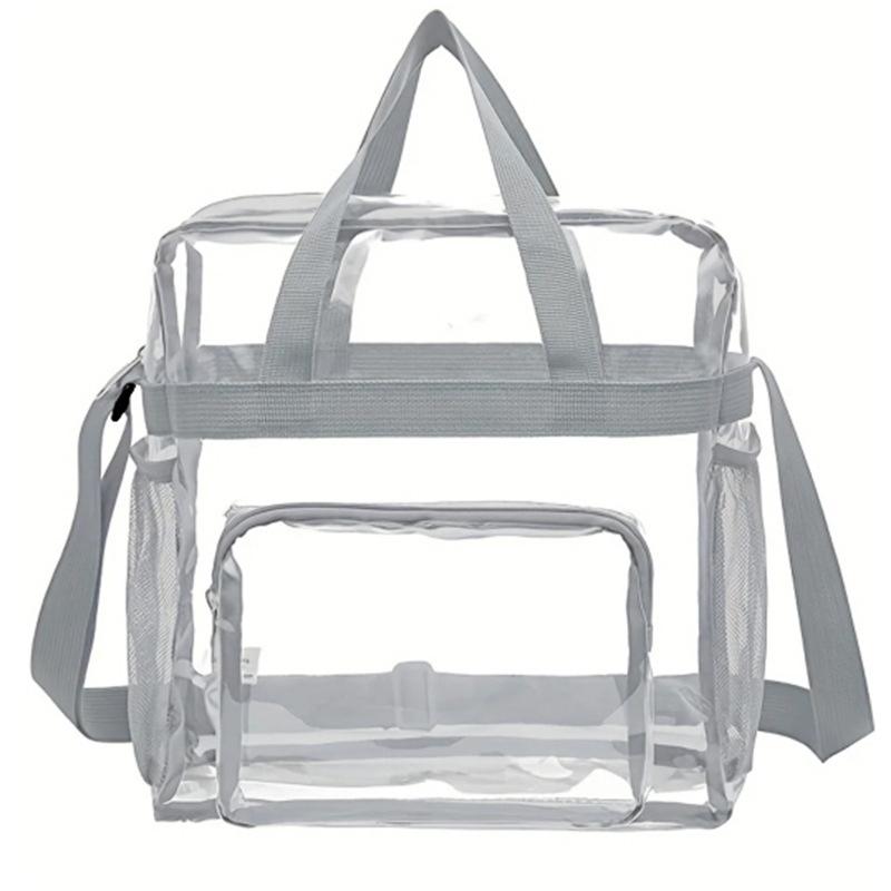 Large Capacity Pvc Transparent Bag Portable Washing Bag Clear Tote Multi Pocket Handbag