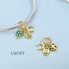 Copper Golden Shamrock Charm Bead Charms Zirconium Blue Eyes Horseshoe Dangle Pendant Compatible With Authentic Bracelets Women Jewellery Gift