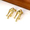 European Geometric Gold-Plated Titanium Steel Earrings for Women - Chic Metallic Ear Ornaments