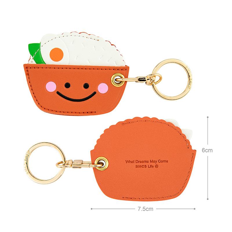 Bamen Bug Club Cartoon Access Control Card Leather Case Keychain Creative Cute Girl Key Pendant Bag Hanging Personalized Gifts