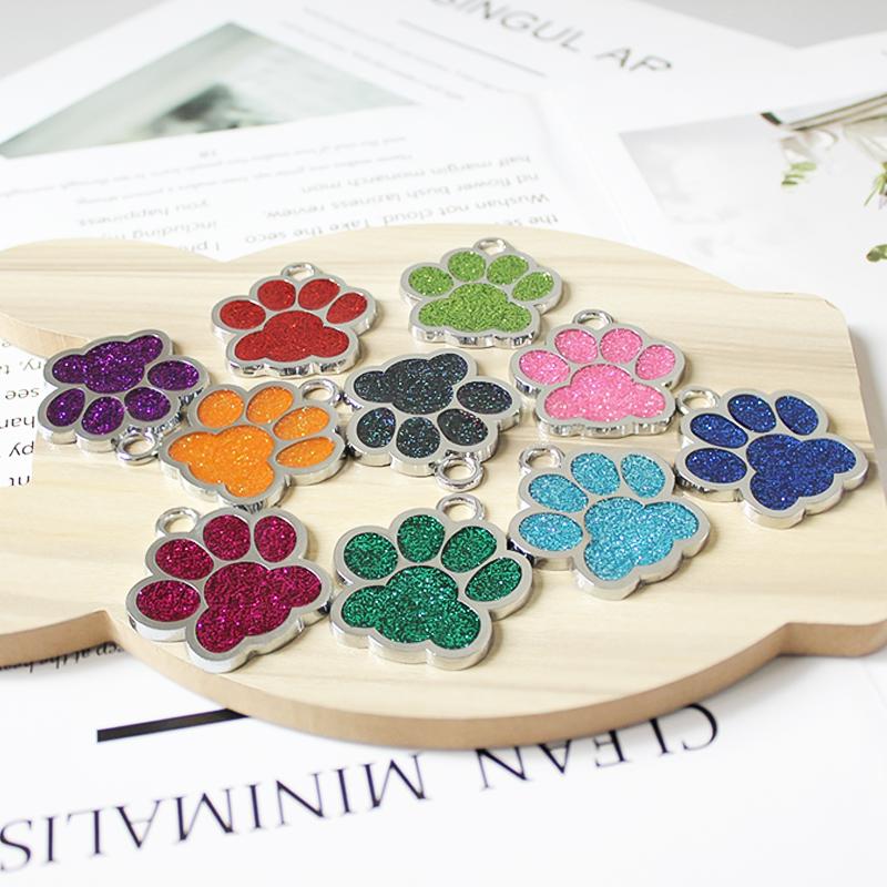 30pcs/lot 40mm Big Paw Print Pendant Charms For Jewelry Making Glitter Hang Charm DIY Keychain Pet Collar Accessories