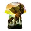 New Fun Animal Elephant Print Children's T-shirt with Street Elements O-Neck Plus Size Comfortable Top Short Sleeves