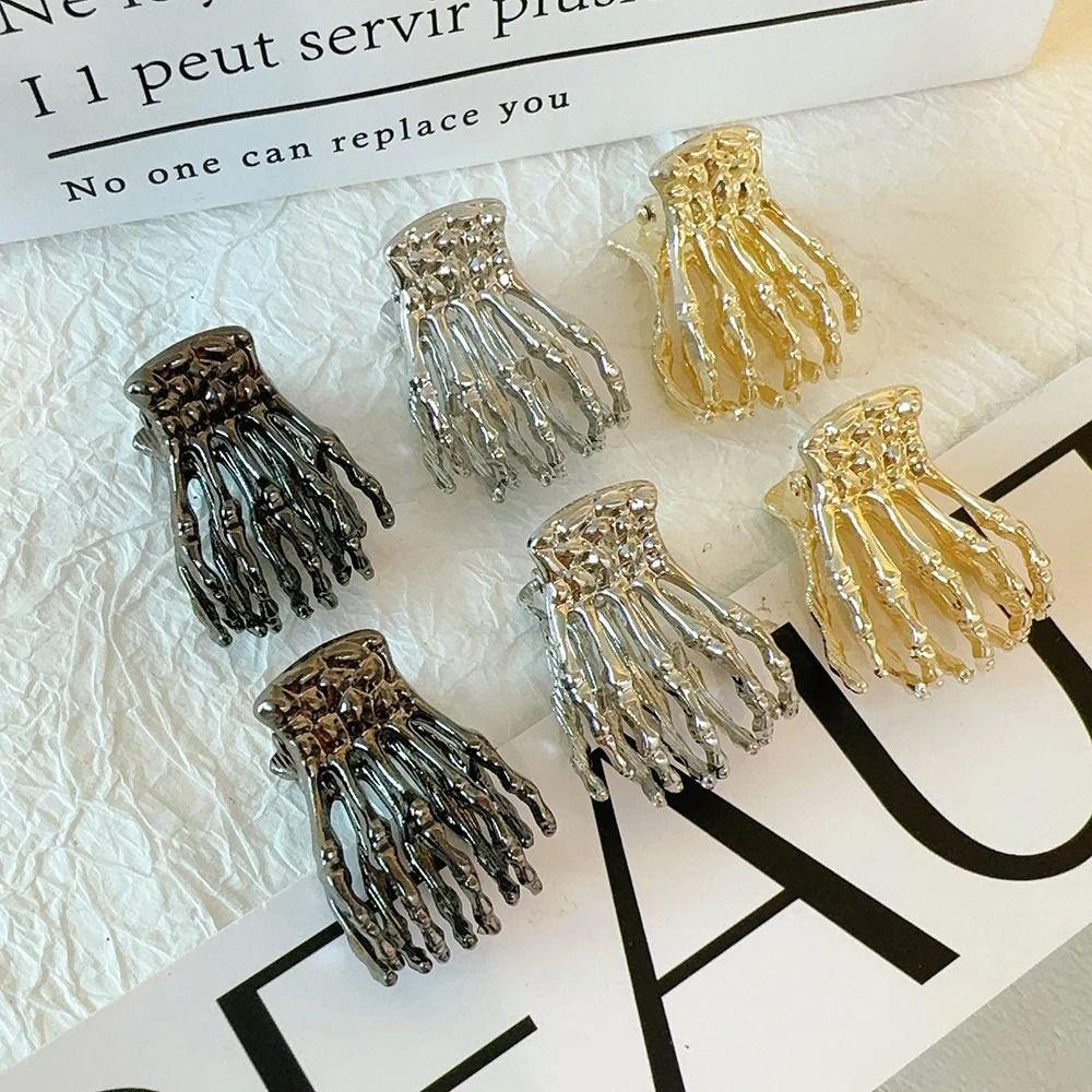 Skeleton Hand Bone Skeleton Hand Hair Claw Zinc Zinc Zinc Alloy Small Shark Clip Metal Hair Claw Ladies