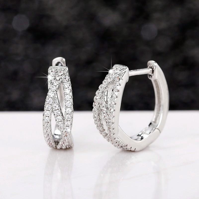 Huitan New Arrival Twist Design Hoop Earrings Silver Color Women Fashion Contracted Female Jewelry Daily Wear Wedding Accessory