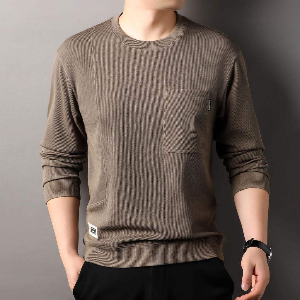 Autumn Men's Long Sleeve T-Shirt Crew Neck Bottom Shirt Men's Casual Versatile Men's Pullover Sweater