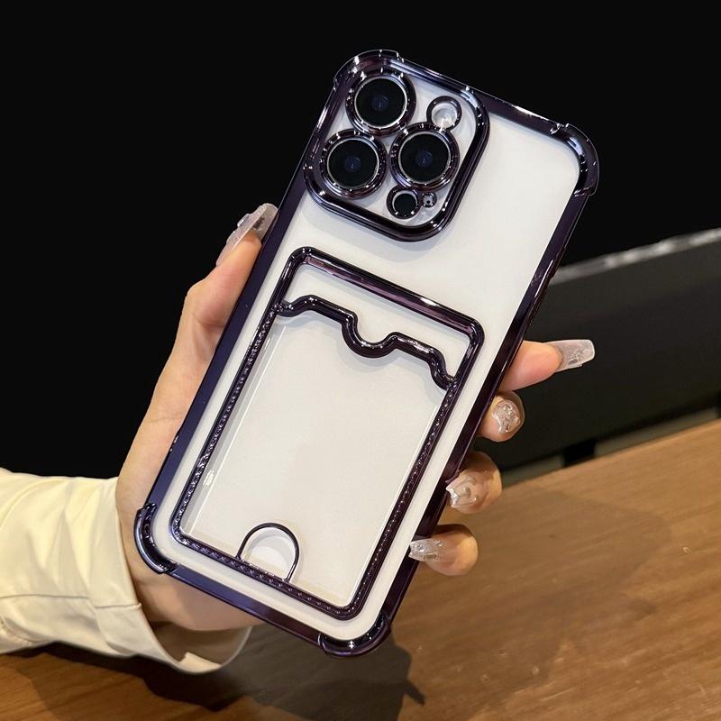 Weiche TPU-Geldbörse Kartenetui Transparente Handyhülle Für iPhone 11 12 13 14 15 16 17 Pro Max Plus Air Clear Bumper Rückseiten Hüllen Abdeckung