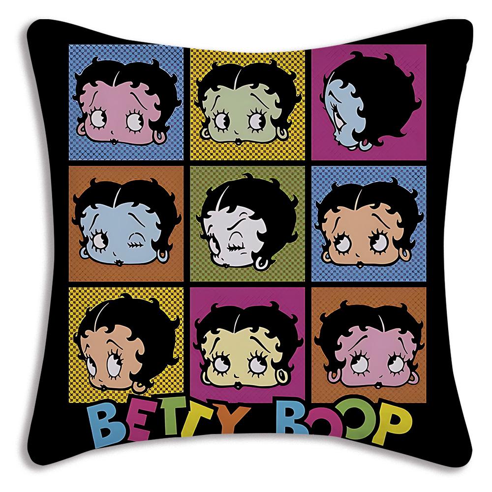 Cute B-Bettys Girl Boops Pillow Covers Cartoon Sofa Decorative Home Double-sided Printing Short Plush Cute Cushion Cover