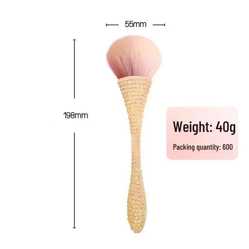Diamond-Studded Slim Waist Powder Brush: Large Nail Art Dust & Setting Blush Brush