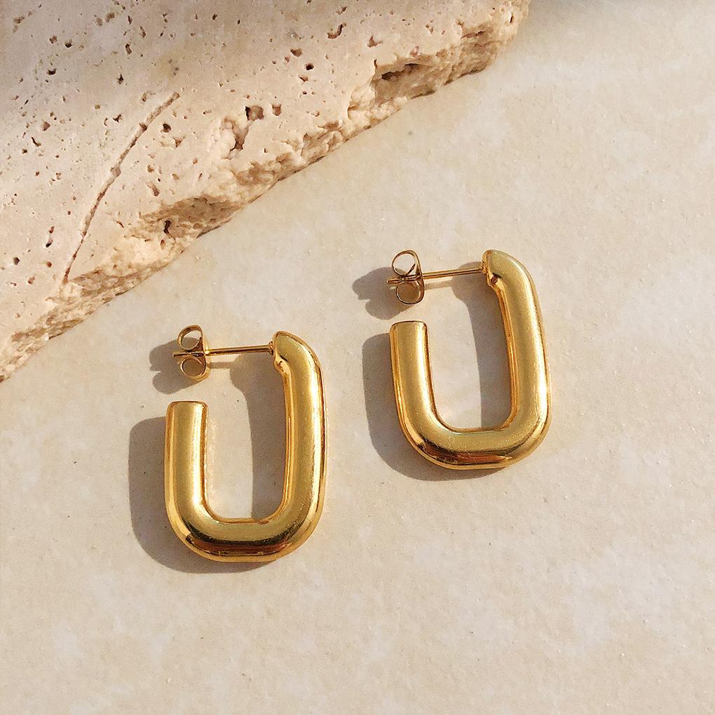 1 Pair Women Ear Studs Metal Solid Color Earring Casual Piercing Jewelry Engagement Dressing Earstud Decoration