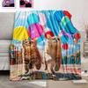 Cute Cat Print Throw Blanket – Purple for Girls, Women, Kids, Soft for Bed, Couch, Living Room, All-Season Use